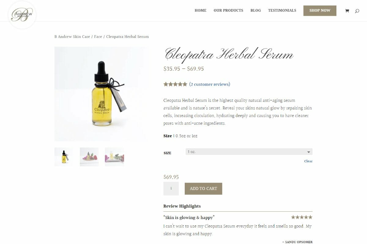 B Andrew Skin Care — Product Page Template B Andrew Skin Care — Product Page Template